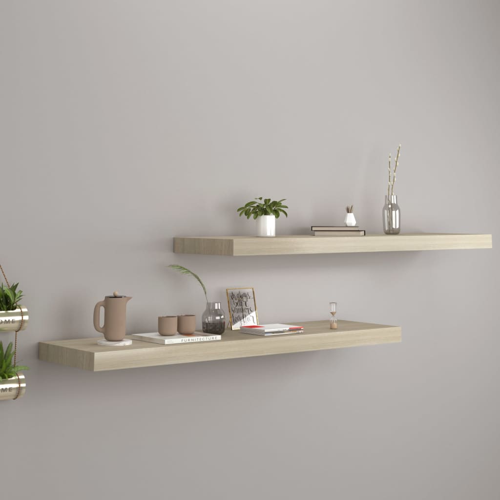 Scaffali A Parete 2 Pz Rovere 90x23,5x3,8 Cm In Mdf
