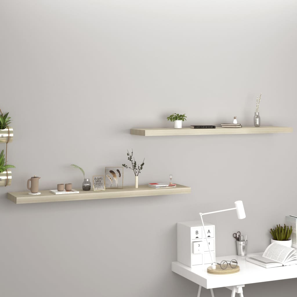 Scaffali A Parete 2 Pz Rovere 120x23,5x3,8 Cm In Mdf