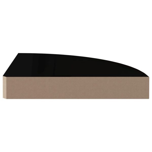 Scaffale Angolare A Parete Nero Lucido 25x25x3,8 Cm In Mdf - Image 4