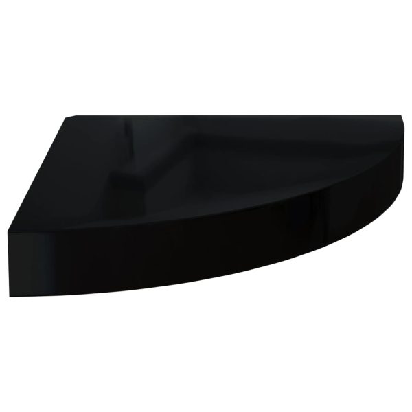 323891 Floating Corner Shelves 4 Pcs High Gloss Black 25x25x3,8 Cm Mdf - Image 3