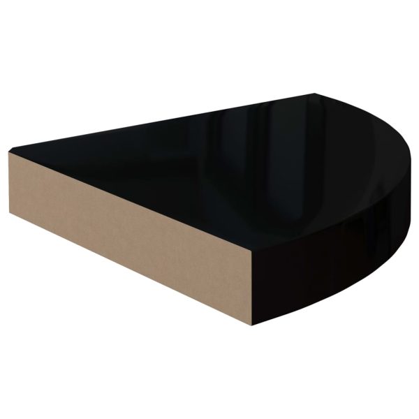 323891 Floating Corner Shelves 4 Pcs High Gloss Black 25x25x3,8 Cm Mdf - Image 4
