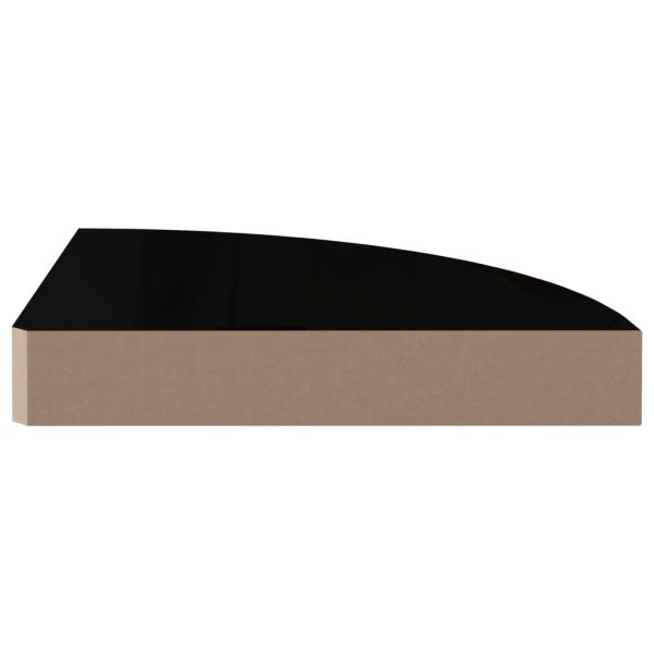 323891 Floating Corner Shelves 4 Pcs High Gloss Black 25x25x3,8 Cm Mdf - Image 5