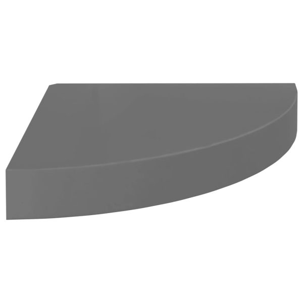 Scaffali Angolari A Parete 2 Pz Grigio Lucido 25x25x3,8 Cm Mdf - Image 3