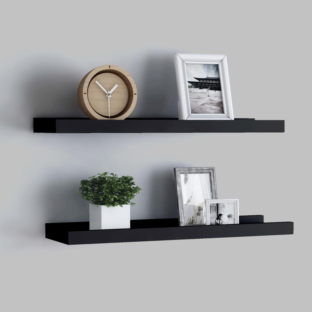 Mensole Con Sporgenza 2 Pz Nere 40x9x3 Cm Mdf