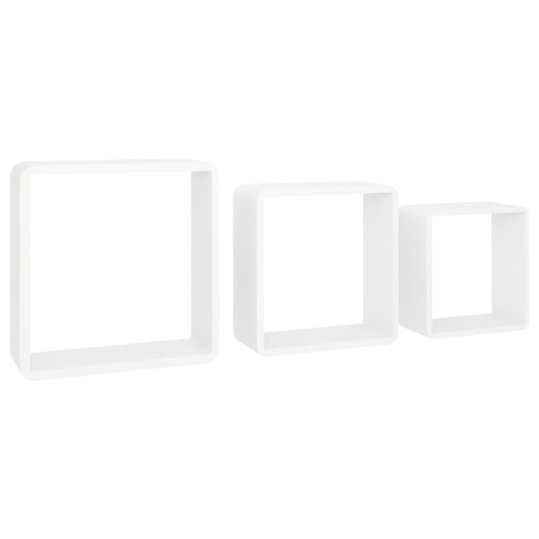 Mensole A Cubo Da Parete 3 Pz Bianche In Mdf - Image 3