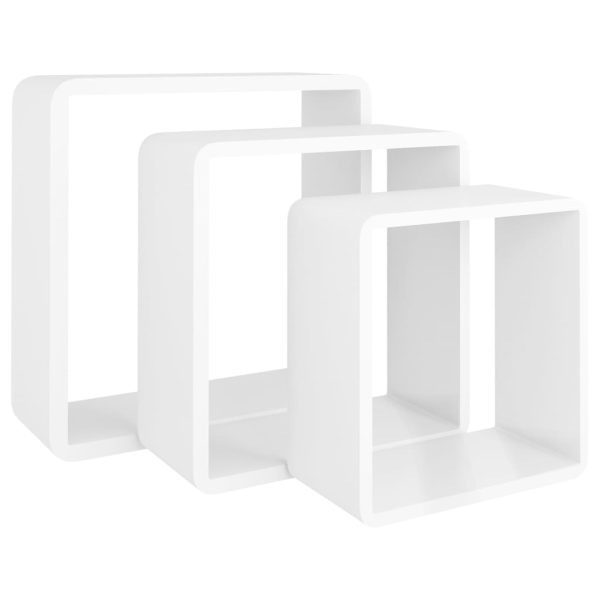 Mensole A Cubo Da Parete 3 Pz Bianche In Mdf - Image 4