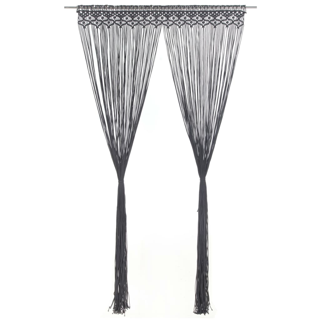 Tenda Macramè Antracite 140x240 Cm In Cotone