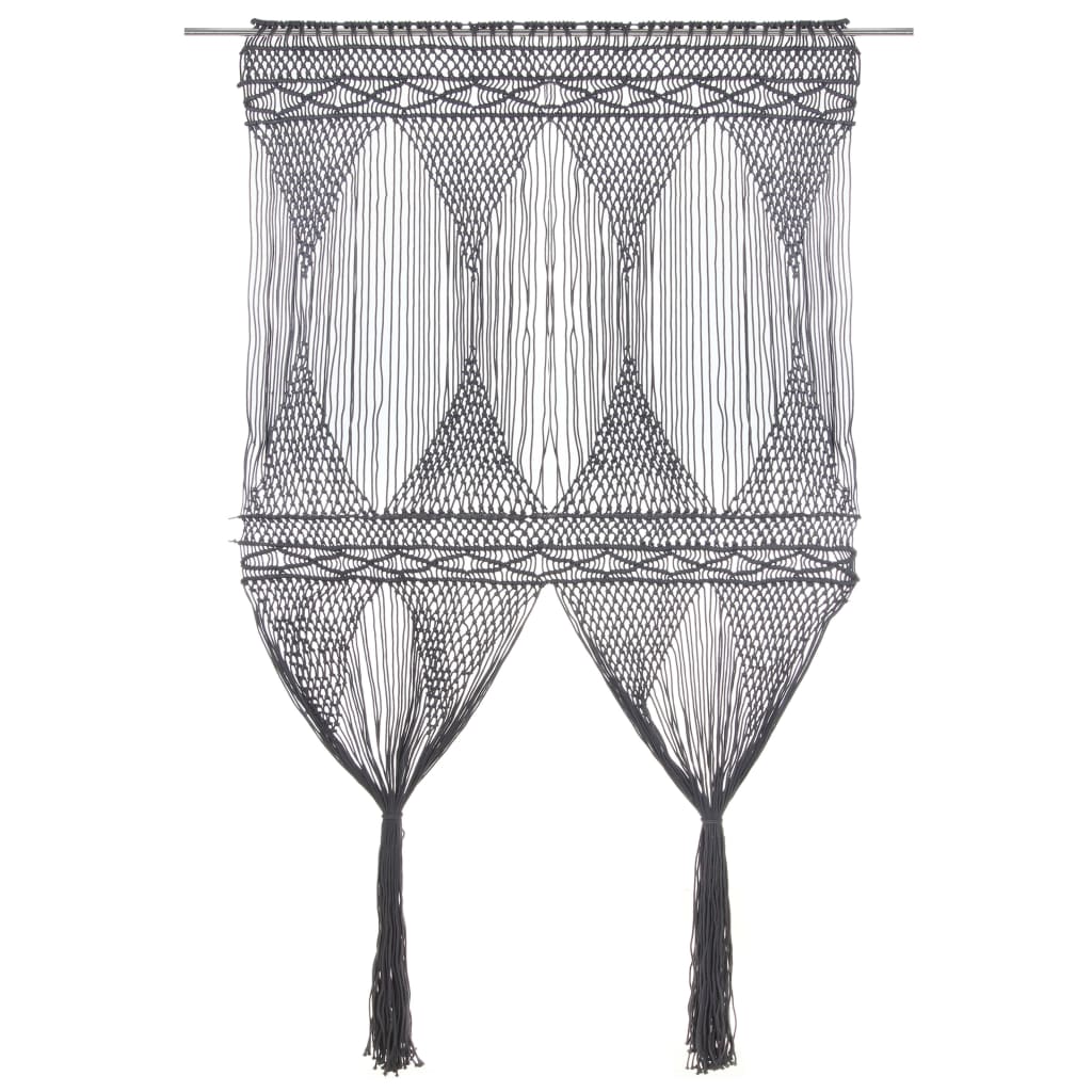 Tenda Macramè Antracite 140x240 Cm In Cotone