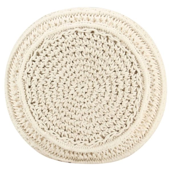 Pouf Lavorato A Mano In Macramé 45x30 Cm In Cotone - Image 3