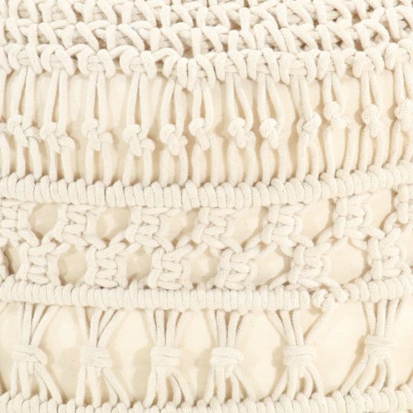 Pouf Lavorato A Mano In Macramé 45x30 Cm In Cotone - Image 4