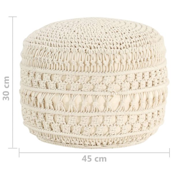 Pouf Lavorato A Mano In Macramé 45x30 Cm In Cotone - Image 5