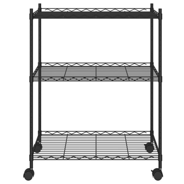 Scaffale A 3 Livelli Con Ruote 60x35x81 Cm Nero 150 kg - Image 3