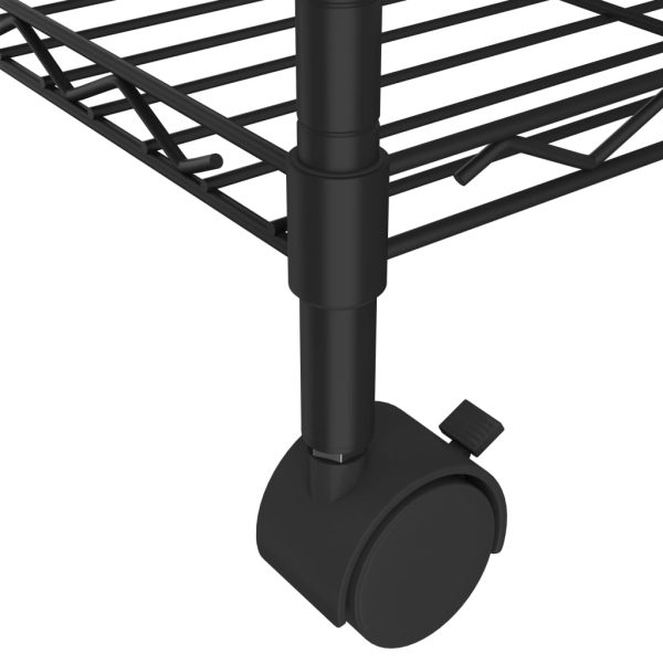 Scaffale A 3 Livelli Con Ruote 60x35x81 Cm Nero 150 kg - Image 6