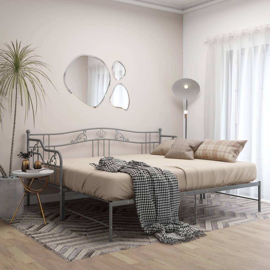 Telaio Divano Letto Estraibile Grigio In Metallo 90x200 cm - Image 3