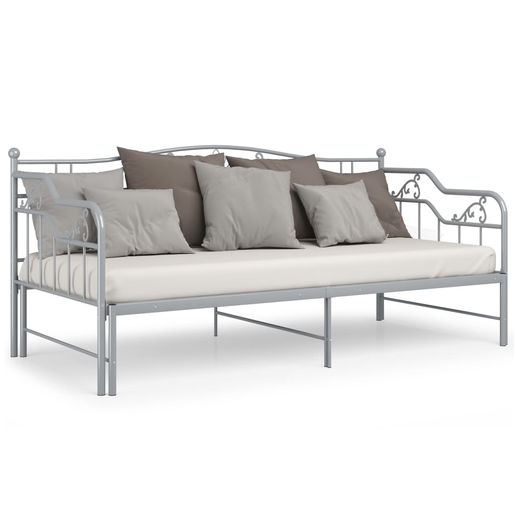 Telaio Divano Letto Estraibile Grigio In Metallo 90x200 cm - Image 4