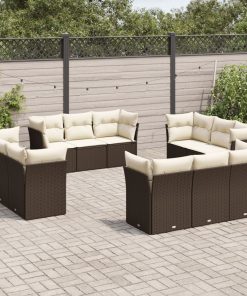 Set Divani Da Giardino 12 Pz Con Cuscini Marrone In Polyrattan