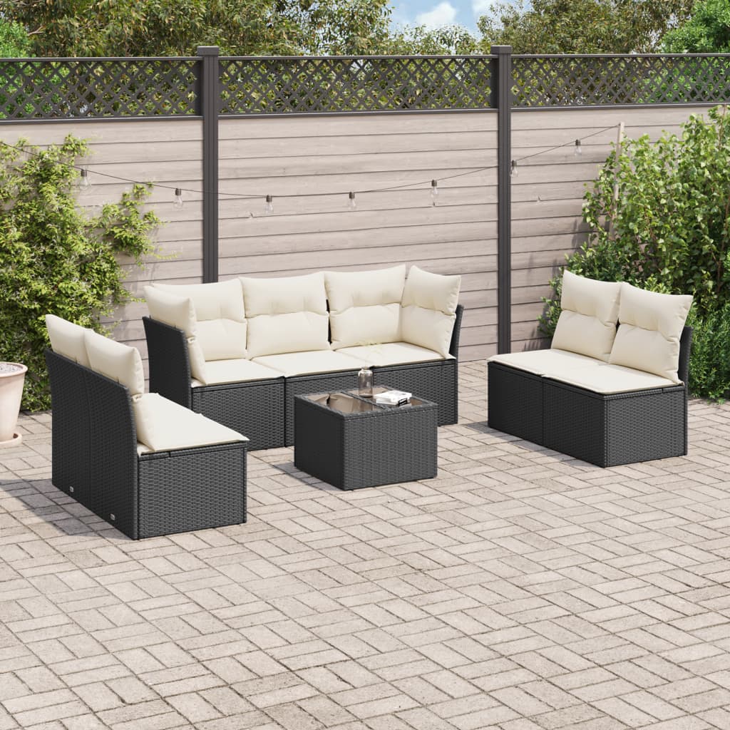 Set Divani Da Giardino Con Cuscini 8 Pz Nero In Polyrattan