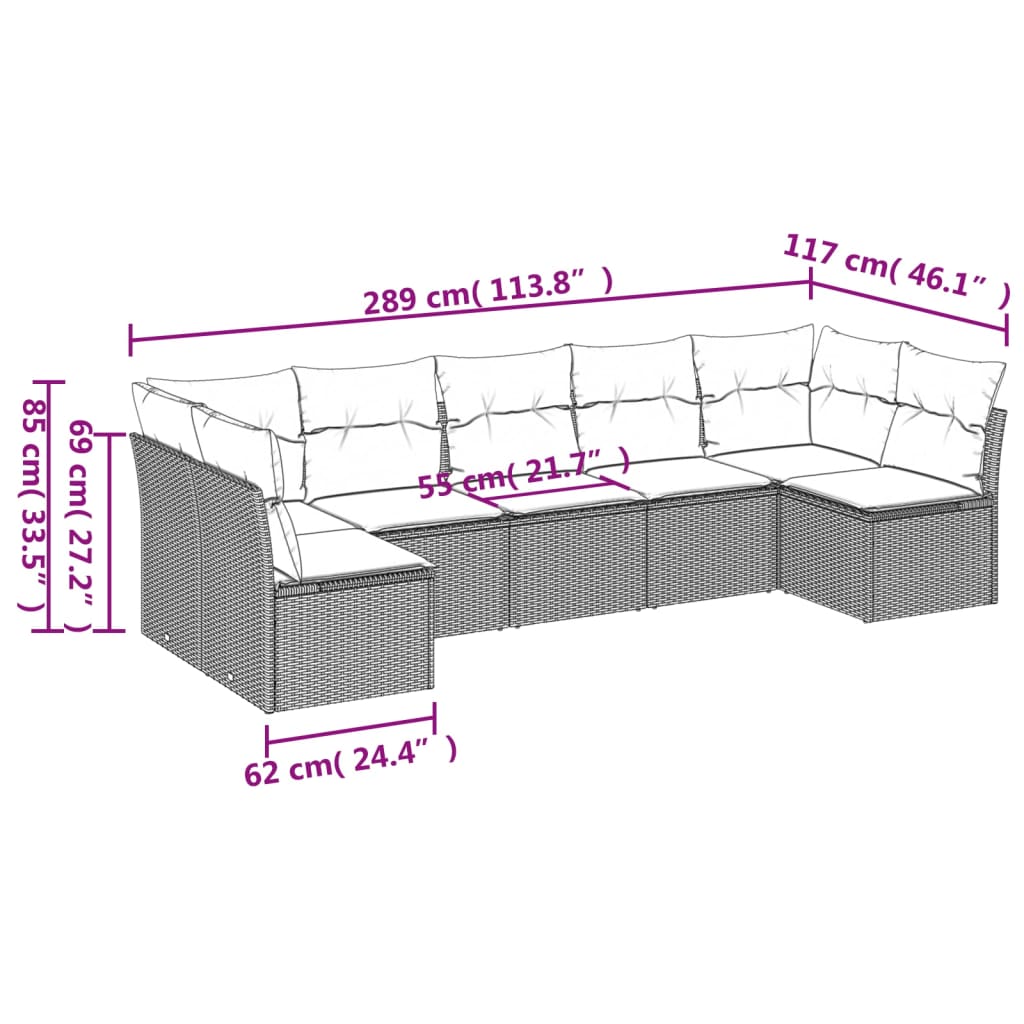 Set Divani Da Giardino Con Cuscini 7pz Nero Polyrattan - Image 3