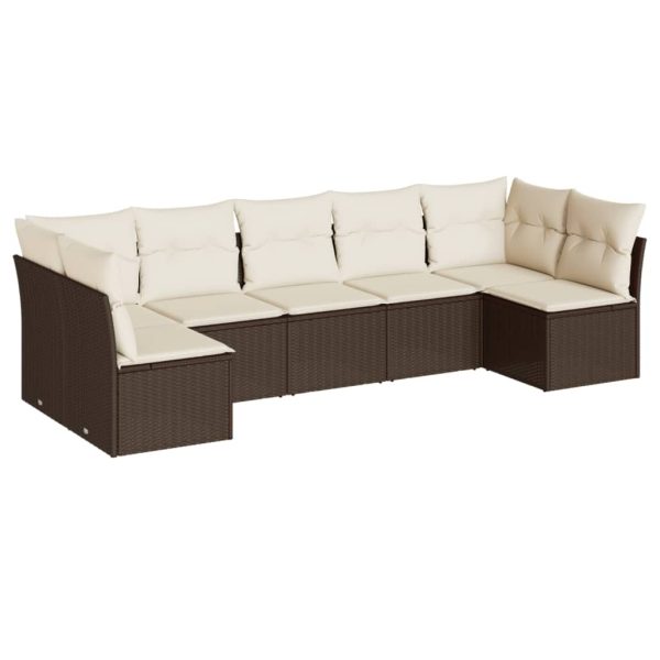 Set Divani Da Giardino 7 Pz Con Cuscini Marrone In Polyrattan - Image 2