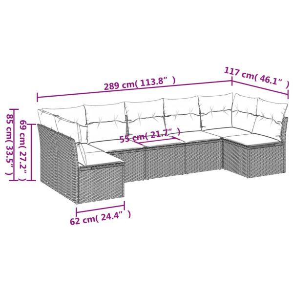 Set Divani Da Giardino 7 Pz Con Cuscini Marrone In Polyrattan - Image 3