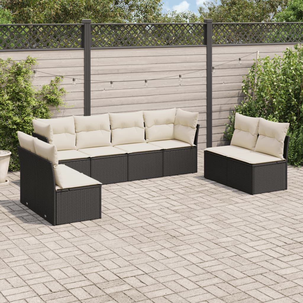 Set Divani Da Giardino Con Cuscini 8 Pz Nero In Polyrattan