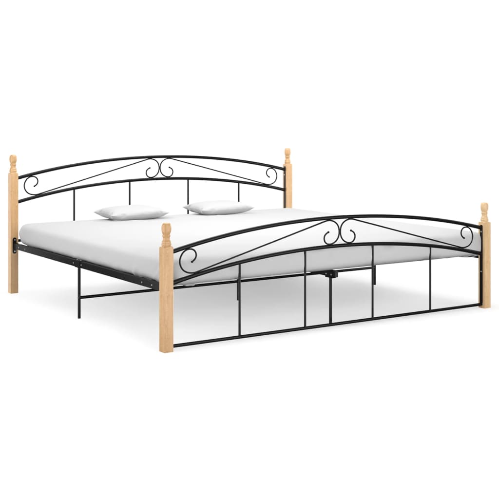 Giroletto Nero In Metallo E Legno Massello Di Rovere 200x200 cm
