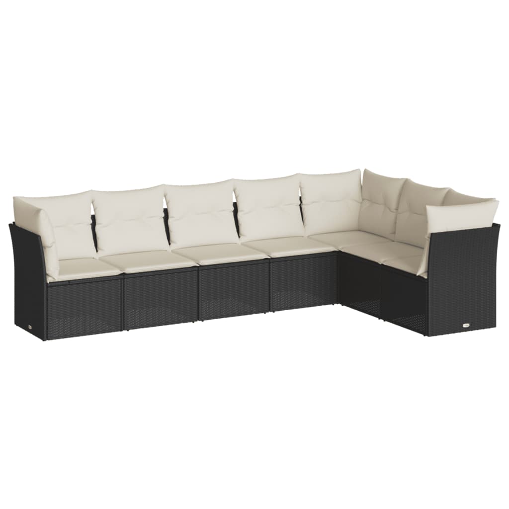 Set Divani Da Giardino Con Cuscini 7pz Nero Polyrattan - Image 2