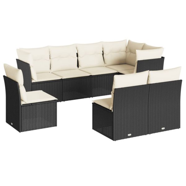 Set Divani Da Giardino Con Cuscini 8 Pz Nero In Polyrattan - Image 2
