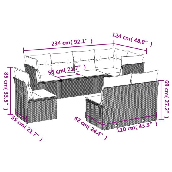 Set Divani Da Giardino Con Cuscini 8 Pz Nero In Polyrattan - Image 3