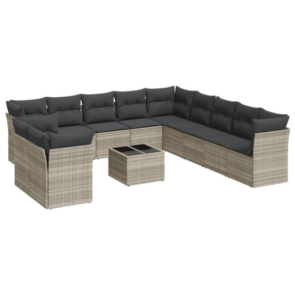 Set Divano Giardino 12 Pz Con Cuscini Grigio Chiaro Polyrattan - Image 2