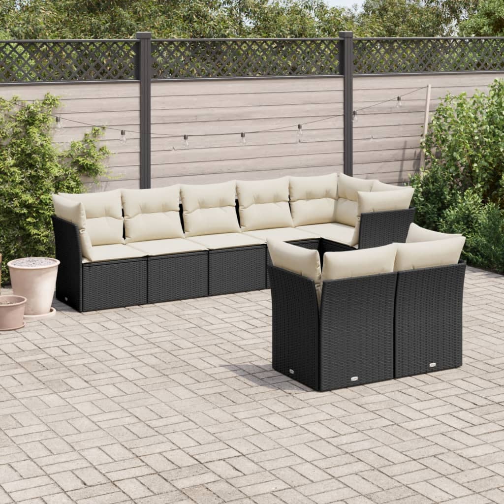 Set Divani Da Giardino Con Cuscini 8 Pz Nero In Polyrattan