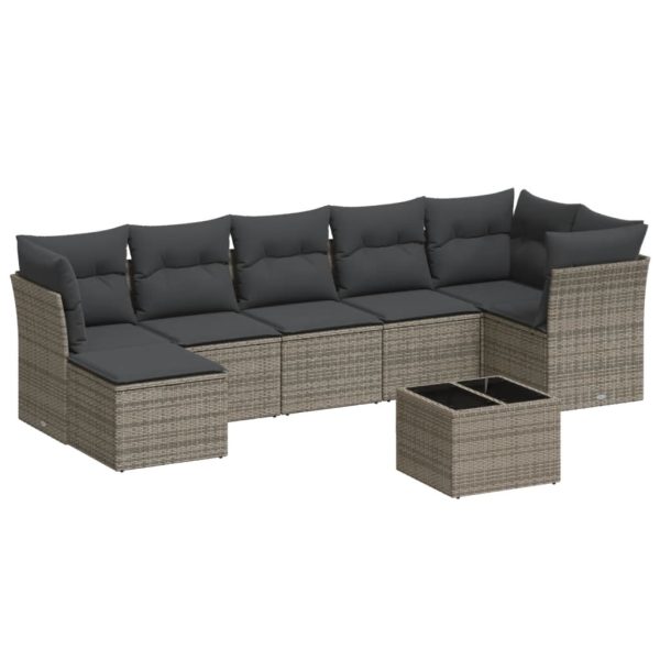 Set Divano Da Giardino 8 Pz Con Cuscini Grigio In Polyrattan - Image 2