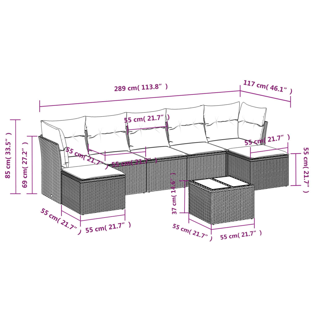 Set Divani Da Giardino Con Cuscini 8 Pz Nero In Polyrattan - Image 3