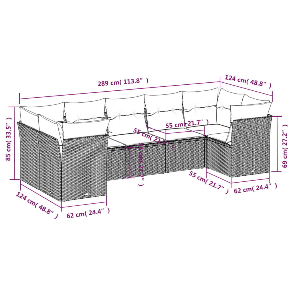 Set Divani Da Giardino Con Cuscini 7pz Nero Polyrattan - Image 3