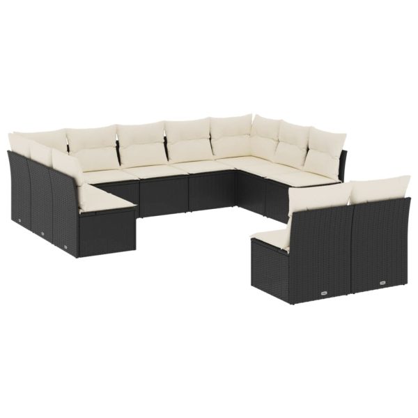 Set Divani Da Giardino 11 Pz Con Cuscini In Polyrattan Nero - Image 2