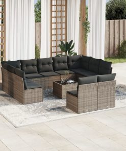 Set Divani Da Giardino 12 Pz Con Cuscini Grigio In Polyrattan