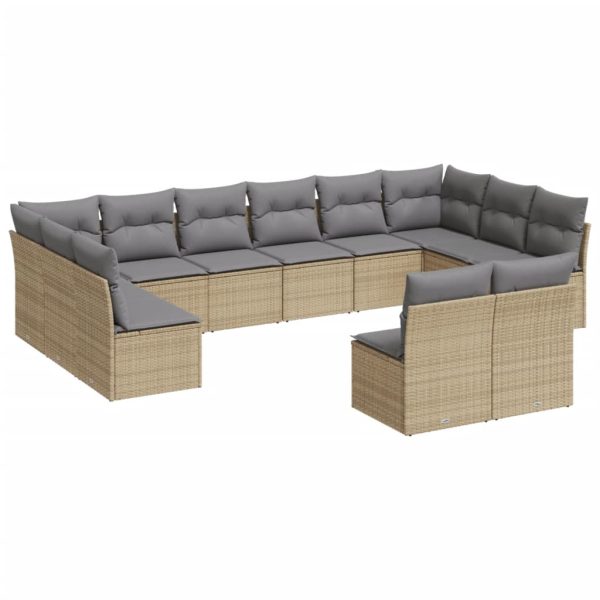Set Divani Da Giardino 12 Pz Con Cuscini Beige In Polyrattan - Image 2