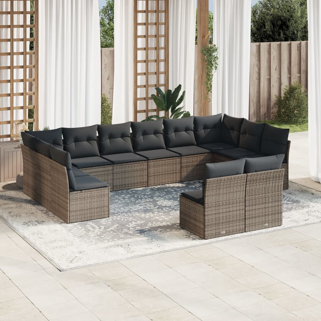 Set Divani Da Giardino 12 Pz Con Cuscini Grigio In Polyrattan