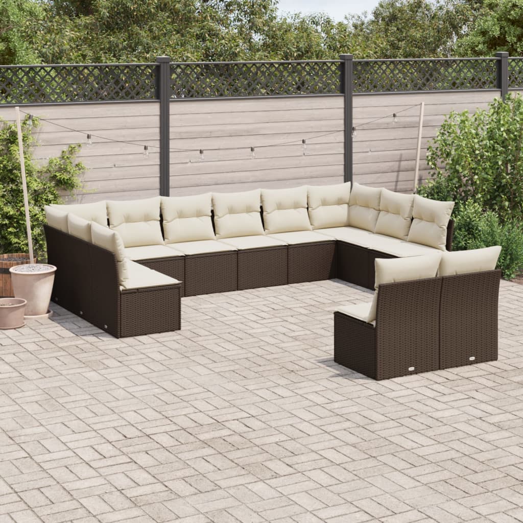 Set Divani Da Giardino 12 Pz Con Cuscini Marrone In Polyrattan
