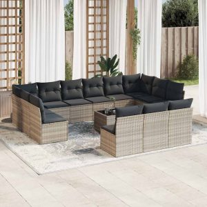 Set Divani Da Giardino 14pz Con Cuscini In Polyrattan