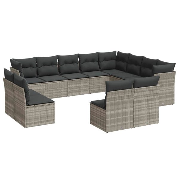 Set Divano Giardino 12 Pz Con Cuscini Grigio Chiaro Polyrattan - Image 2