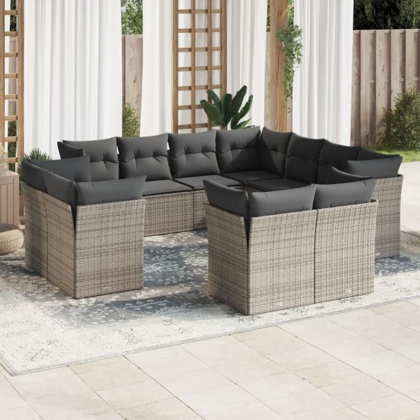 Set Divani Da Giardino 11 Pz Con Cuscini In Polyrattan Grigio