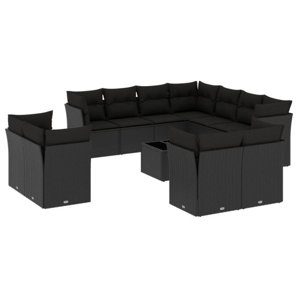 Set Divani Da Giardino 12 Pz Con Cuscini Nero In Polyrattan - Image 2