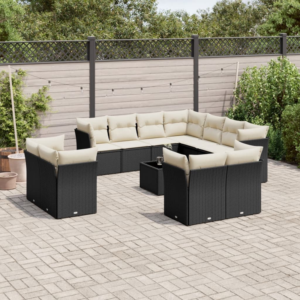 Set Divani Da Giardino 12 Pz Con Cuscini Nero In Polyrattan