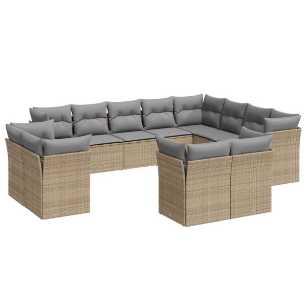 Set Divani Da Giardino 12 Pz Con Cuscini Beige In Polyrattan - Image 2
