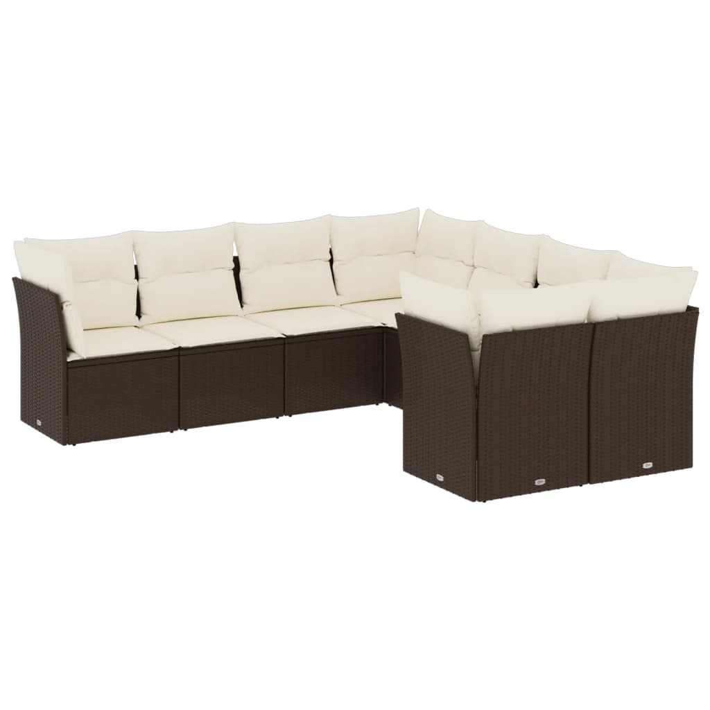 Set Divani Da Giardino 8 Pz Con Cuscini Marrone In Polyrattan - Image 2