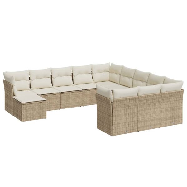 Set Divani Da Giardino 12 Pz Con Cuscini Beige In Polyrattan - Image 2