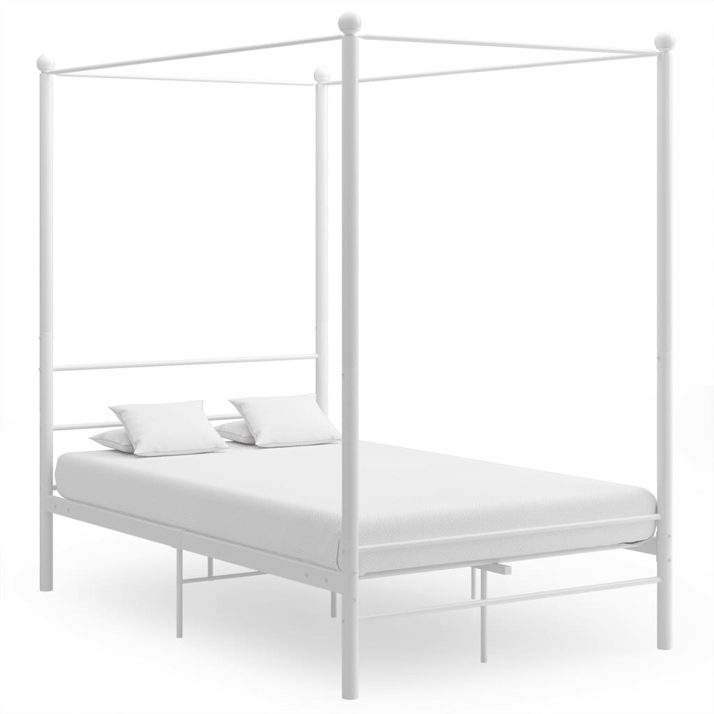 Letto A Baldacchino Bianco In Metallo 140x200 cm
