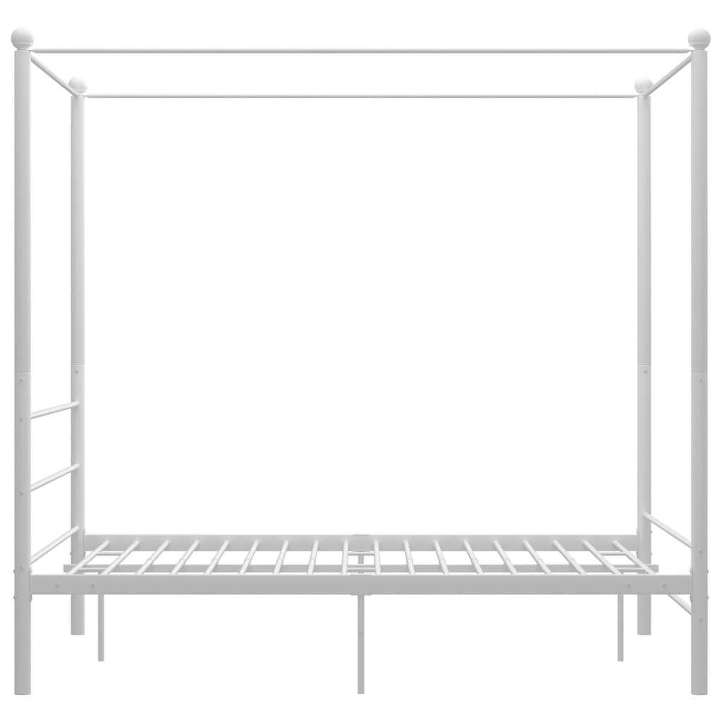 Letto A Baldacchino Bianco In Metallo 140x200 cm - Image 3