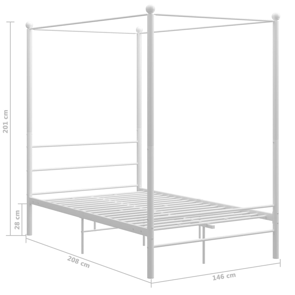 Letto A Baldacchino Bianco In Metallo 140x200 cm - Image 6